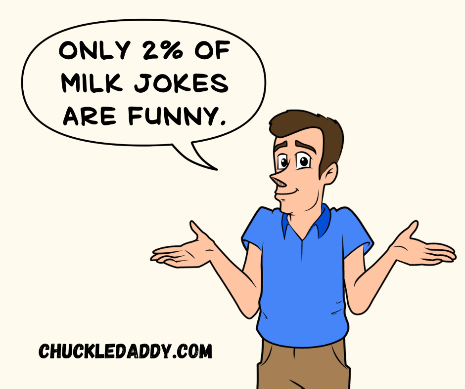 Chuckle Daddy saying, "Only 2% of milk jokes are funny."